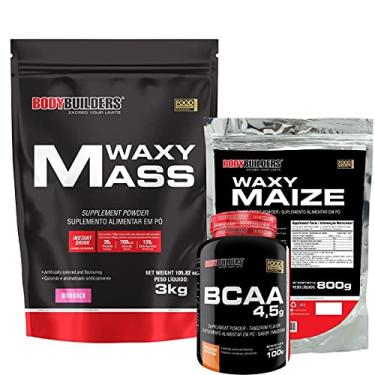 Imagem de Kit Hipercalórico - Waxy Mass 3kg (Refil) Morango + Waxy Maize 800g Natural + Bcaa 4,5 100g - Bodybuilders