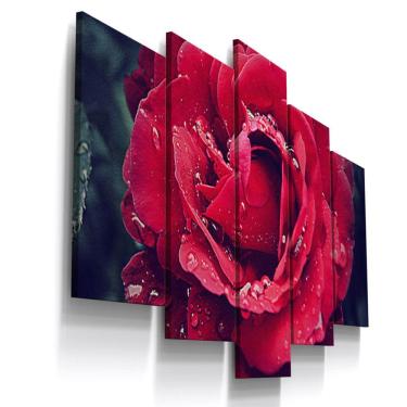 Imagem de Quadros Decorativo Rosa Vermelho Botanico Sala 