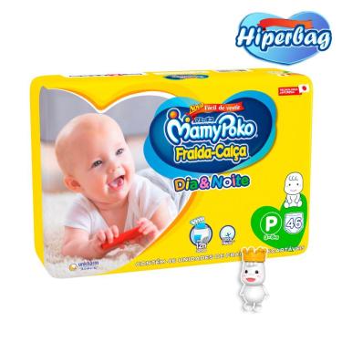 Imagem de Kit Hiper Bag FRALDA CALÇA  Descartável DIA&NOITE MamyPoko - P - 46 Unidades + 01 Boneco Poko-Chan