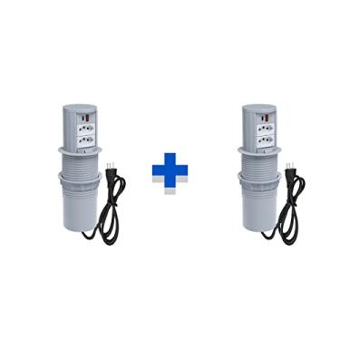 Imagem de Kit 2 Torres De Tomada Slim Manual 2Tom 10A 2USB 3.5 TipoC COR:CINZA