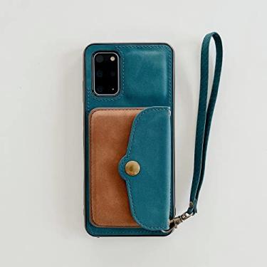 Imagem de Capa de telefone de carteira para Samsung Galaxy S22 S21 S20 Ultra Plus A53 A52s A52 A33 A32 5G Suporte de cartão à prova de choque alça de couro, azul, para GalaxyA53 5G
