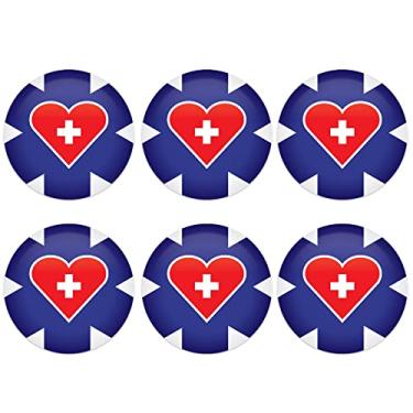 Imagem de Beistle 6 peças Star Thank You Health Care Workers Medical Staff Appreciation Frontline First Responders Pinback Button Badge Pins Patriotic Party Supplies and Lemors, 5 cm, Azul/Vermelho/Branco
