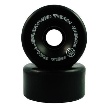 Imagem de RollerBones Rodas de skate recreativas com logotipo da equipe (conjunto de 8), preto, 62 mm