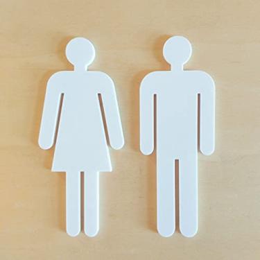 Imagem de Quadro/placa Sinalização Mas/fem Banheiro Unissex Indicativa Cor:Branco