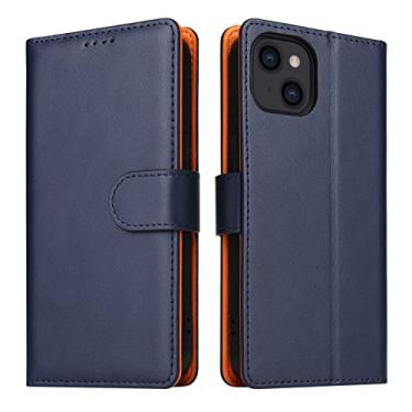 Imagem de YINGDAFENG Capa carteira para iPhone 14 Promax, capa protetora magnética de couro PU com compartimentos para cartão e proteção para câmera à prova de choque, capa interna de TPU (poliuretano termoplástico) azul