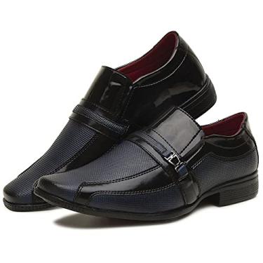 Imagem de SAPATO SOCIAL MASCULINO OXFORD PRETO COM AZUL ESTILO ITALIANO 107 (40, PRETO COM AZUL)