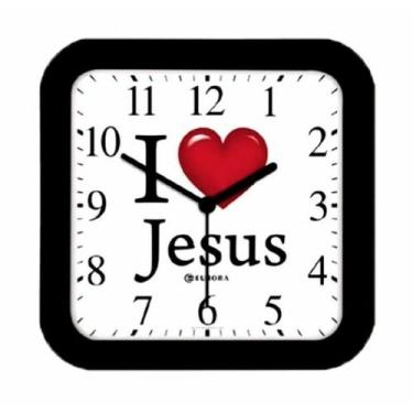 Imagem de Relógio De Parede Eurora 6592-145 Preto I Love Jesus