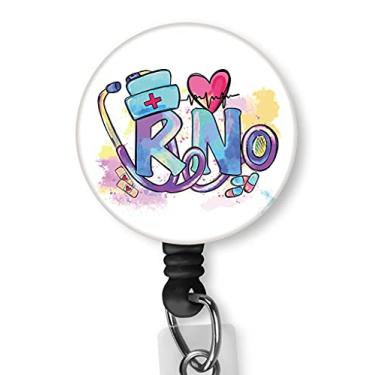 Imagem de Rkvre RN, porta-crachá de enfermeira, porta-cartões, carretel retrátil para crachá de enfermeira, crachá de identificação, bobina de identificação e clipe de jacaré, cordão de nylon para médico