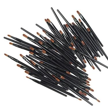 Imagem de 50 pincéis labiais, pincel de maquiagem multifuncional Pro, kit de ferramentas de cosméticos para aplicador de varinhas brilhantes batom, preto