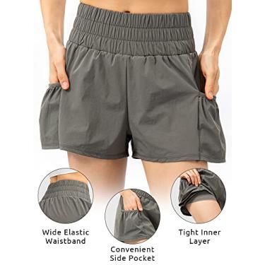 Imagem de Tingpai Shorts de corrida fe no 2 em 1 com bolsos cós largo cobertu camada forro shorts espo vos pa treino de fitness ciclismo academia atlética casa roupas espo vas 1 peça