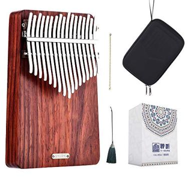Imagem de LingTing Piano de polegar Kalimba 17 teclas Mbira dedo presente para crianças adultos iniciantes profissionais (LT-K17A, sussurro de vento)