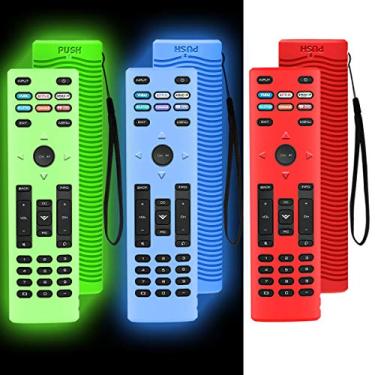 Imagem de TOLUOH (3 peças) Capa para controle remoto Vizio XRT136 Smart TV, controle remoto de silicone para capa de controle remoto Vizio XRT136 com cordão - brilho no escuro (antichoque, leve e antiderrapante