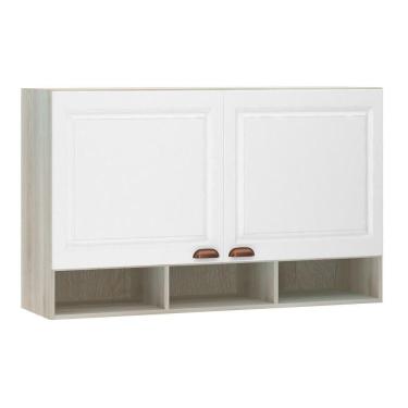 Imagem de Armário Aéreo 120 Cm 2 Portas Com Nicho Crema Com Branco