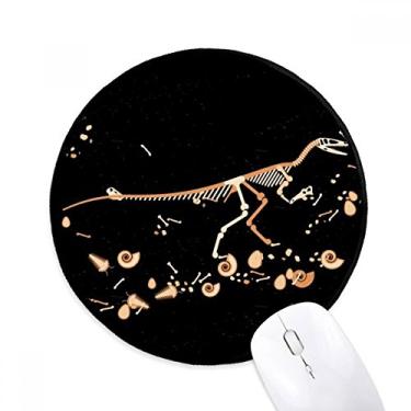 Imagem de Mouse pad preto pequeno dinossauro Bones tapete redondo para escritório para computador