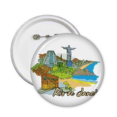Imagem de Broche de emblema do Rio de Janeiro pintado à mão do Brasil 5 peças