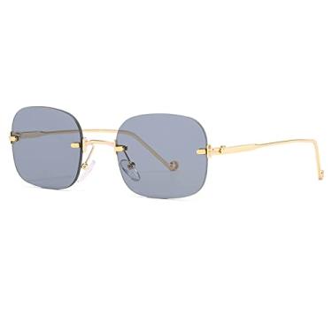 Imagem de Óculos de sol sem aro pequenos da moda femininos retro punk óculos de sol quadrados masculinos tons gradientes designer uv400 óculos, 1, tamanho único