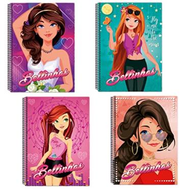 Imagem de Kit 6 Cadernos 96 Folhas 1 Matéria Aramado Espiral Estampa Masculina Ou Feminina (Estampa Feminina)