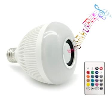 Imagem de Lâmpada Musical LED RGB Caixa de Som Bluetooth Com Controle Bulbo Iluminação Colorida Bivolt 12W Bocal E27 TAMO
