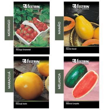 Imagem de Kit 4 Sementes Frutas Horta Em Casa Jardim Vasos (Morango, Melancia, Maracujá e Mamão)