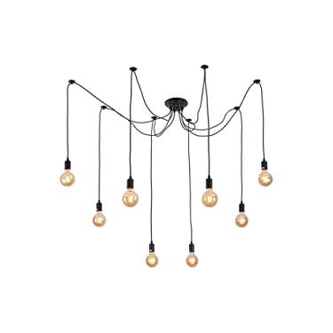 Imagem de Lustre Pendente Aranha Preto Thomas Edison Para 8 Lâmpadas Luxo Moderno INL83