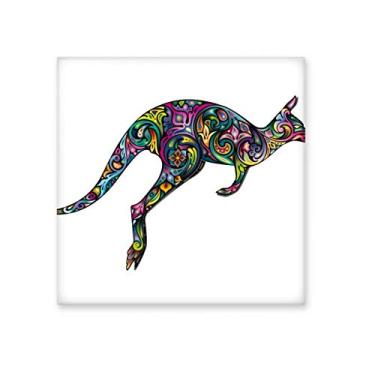 Imagem de Decalque brilhante de azulejo de cerâmica com ilustração de desenho colorido Canguru da Austrália