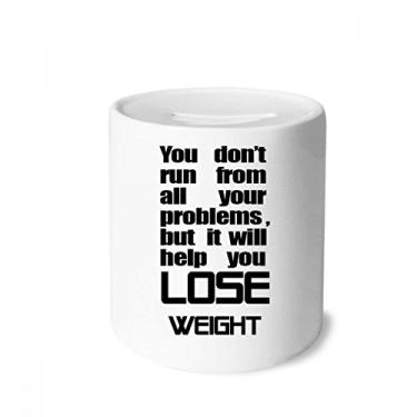 Imagem de DIYthinker Lose Weight Slogan inglês caixa de dinheiro caixa de cerâmica porta-moedas presente de cofrinho
