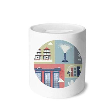 Imagem de DIYthinker Cingapura arranha-céus lugares famosos caixa de dinheiro caixa de cerâmica porta-moedas presente de cofrinho