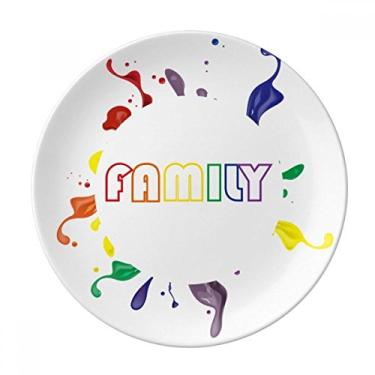 Imagem de LGBT Placa de família com bandeira de arco-íris decorativa de porcelana Salver louças de jantar
