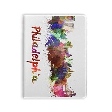 Imagem de Caderno de anotações em aquarela Philadelphia America City com capa macia
