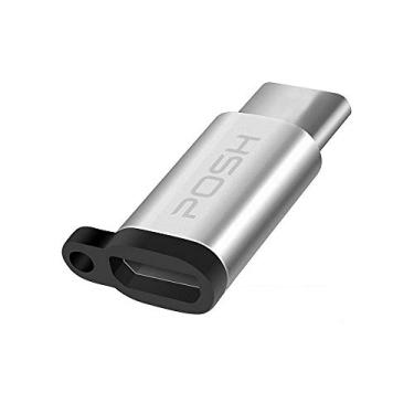 Imagem de Adaptador Posh Micro USB para Type C em metal com cordao para cabo USB