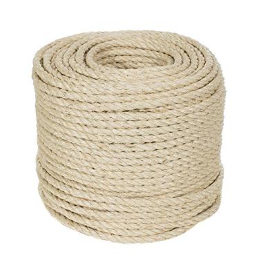 Imagem de Twisted Sisal Rope - Decoração, projetos "faça você mesmo", pôster de arranhões, marinha, amarração, cadeira de vime, 1/2 Inch x 50 Feet