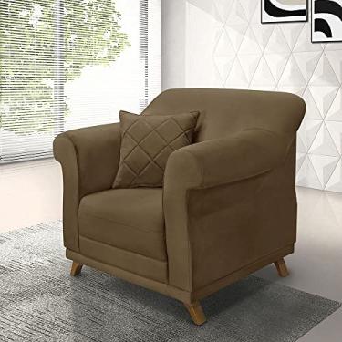 Imagem de Poltrona Estofada Decorativa Sala de Estar Quarto Escritório Leitura (SUEDE CARAMELO)