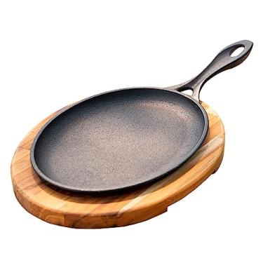 Imagem de Frigideira Oval em Ferro Fundido com Base em Madeira Mix Grill Ø23 Santana Ferro Fundido