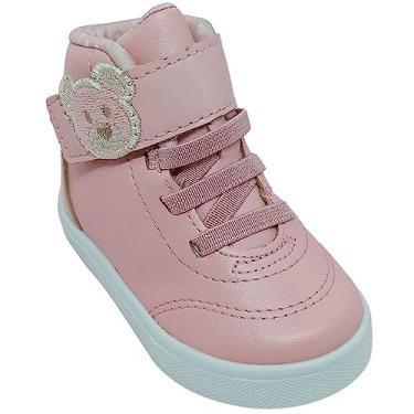 Imagem de Tênis Infantil Ursinho Bebê Molekinha Feminino Napa Verniz Cano Alto Cor:Rosa;Tamanho:17