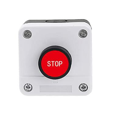 Imagem de MGTCAR Interruptor de botão de 22 mm tanque de água de controle branco NO/NC Iniciar caixa de controle de inicialização industrial 68 * 68 mm (cor: vermelho NC stop)