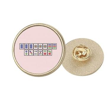 Imagem de Flush Suit Mahjong Tiles Art Deco Fashion Round Metal Golden Pin Broche Clip, Medium, não aplicar