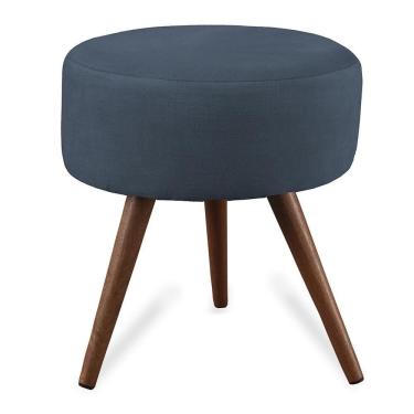 Imagem de Puff Cama Inbox Hilda Redondo com Pés em Madeira Maciça Tecido Suede Azul
