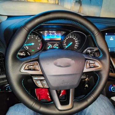 Imagem de LAVIYE Trança, Carro Volante Tampa Envoltório Antiderrapante Couro Artificial, Para Ford Focus 3 Kuga Escape C-MAX Ecosport Car Acessórios