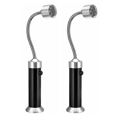 Imagem de 2 unidades de 9 LEDs luz para churrasqueira com base magnética lâmpada de ferramenta com caa de plástico lanterna luz noturna com mangueira flexível lâmpada LED para churrasco doméstico acampamento