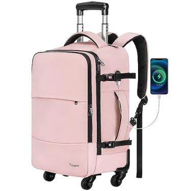 Imagem de Mochila com rodinhas com 4 rodas, mochila de viagem para laptop de 43 cm para mulheres com bolsa de sapatos, mochila grande com rodas e bagagem de mão, bolsa de viagem noturna para trabalho universitário