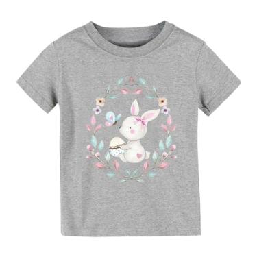 Imagem de Camisetas infantis infantis de manga curta para bebês e meninas camisetas de coelhinho bebê roupas de Páscoa colete My First Mothers Day, Cinza, 6-8 Anos