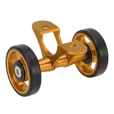 Imagem de Rodas Traseiras Duplas Para Bicicleta Dobrável Brompton, Conjunto De Rolo De Extensão De Guarda-lamas De Bicicleta, Pneu Easywheel Duplo De Design Oco(ouro)