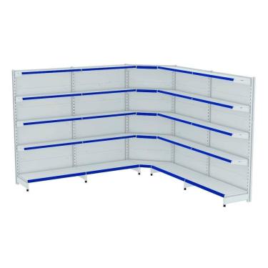 Imagem de Gondola Parede 170 Fit Ate 4 Metros 1 Canto Branco 25b Pe Az