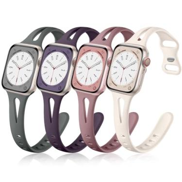 Imagem de Getino Pulseira feminina para Apple Watch SE Ultra séries 11, 10, 9, 8, 7, 6, 5, 4, 3, 2 e 1, de 42 mm, 44 mm, 45 mm, 46 mm e 49 mm, roxo-claro, roxo claro, cinza escuro