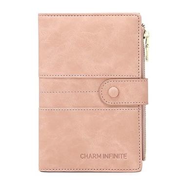 Imagem de Mudono Porta-passaporte e cartão para mulheres com bloqueio de RFID, carteira fina para viagem com compartimento para cartão de vacina, rosa, Minimalista