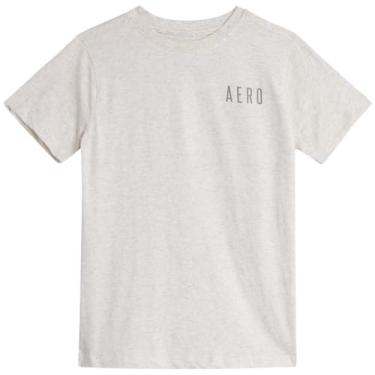 Imagem de AEROPOSTALE Camiseta para meninos - Camiseta infantil de algodão de manga curta - Camiseta clássica com gola redonda estampada para meninos (4-16), Aveia, 4