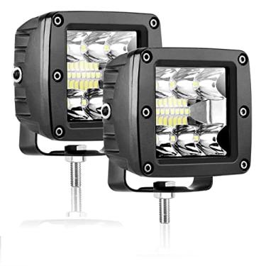 Imagem de AUXTINGS 2 peças de 7,6 cm 42 W LEDs barra de luz 4200 lm à prova d'água feixe de luz de trabalho led luzes off-road luz de condução compatível com caminhão SUV Atv trator barco