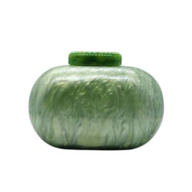 Imagem de GSYPS Bolsa clutch feminina de acrílico para noite, bolsa de ombro transversal em forma de concha, bolsa de mão de mármore com glitter, A - verde