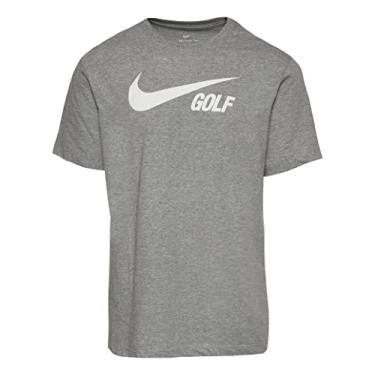 Imagem de Nike Camiseta masculina de algodão de golfe Swoosh, Cinza/branca, P