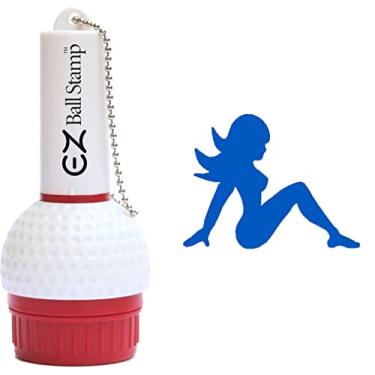 Imagem de EZ BALL STAMP Carimbo de bola de golfe – Secagem ultrarrápida, marcador de tinta livre de manchas para personalizar sua bola (Blue Lady)